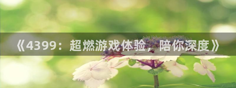 蓝冠娱乐平台注册开户：《4399：超燃游戏体验，陪你深度》
